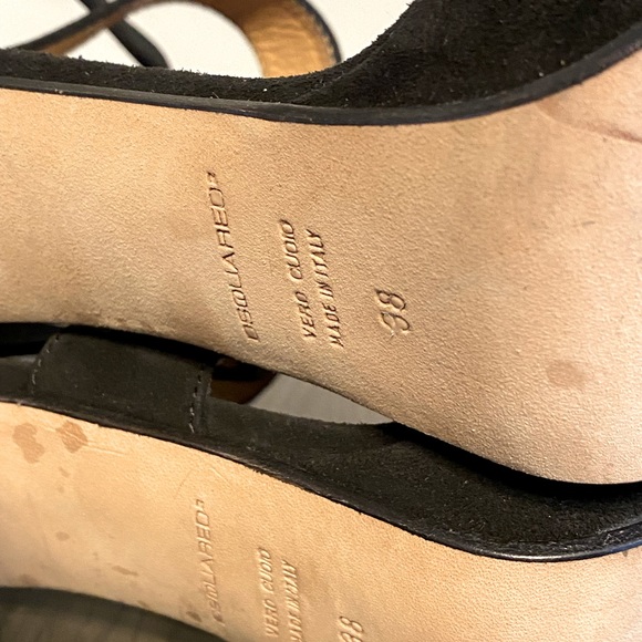💕 DSQUARED2 Open Toe Black Suede Pump Chunky High Heel Italy Women’s 38 / 7 NIB - Picture 9 of 10